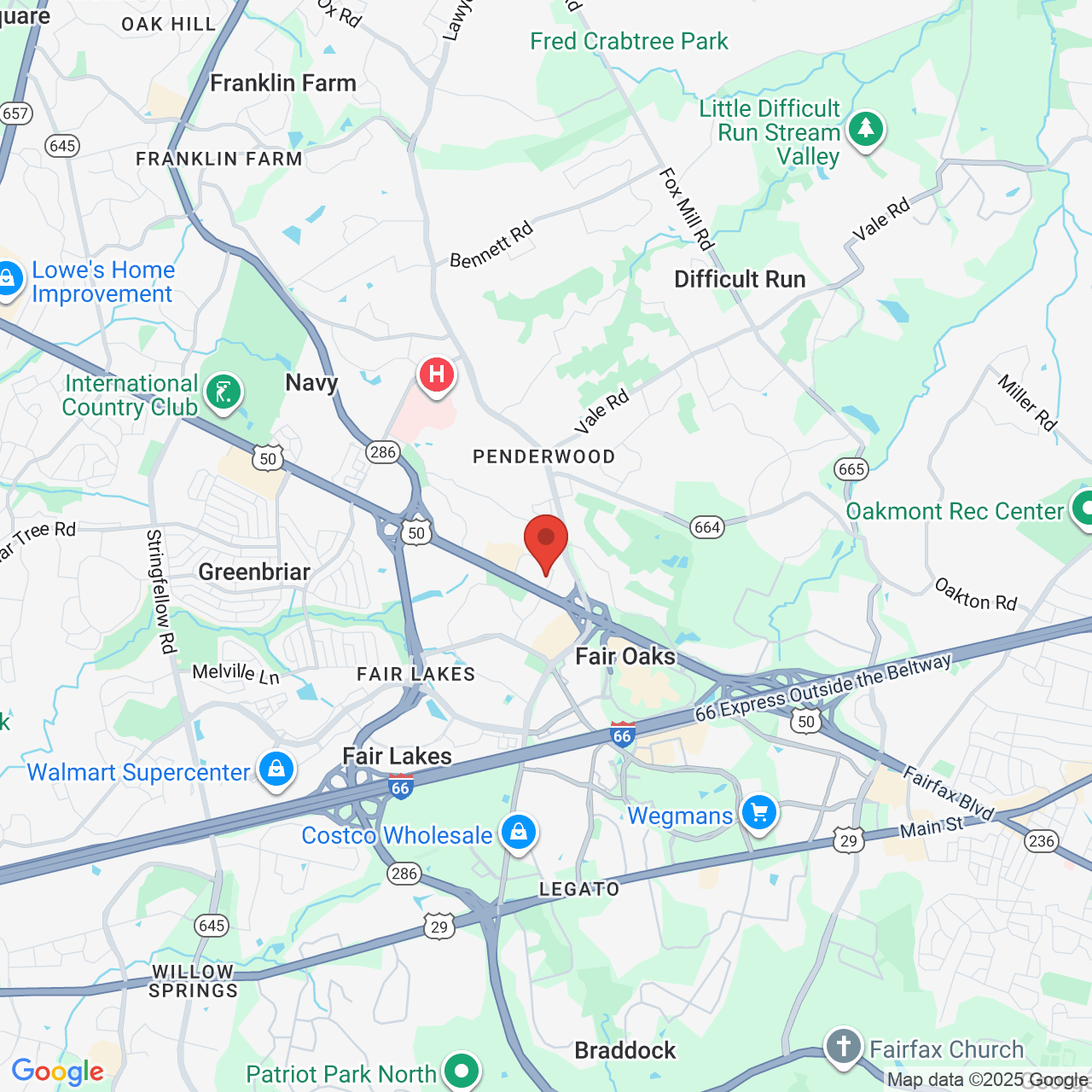 Google map image of our location in 3998 Fair Ridge Drive Fairfax, VA